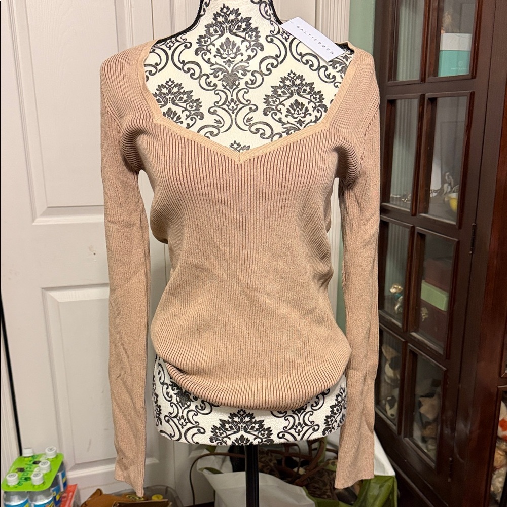 Baltic Born V-Neck Sweater in Soft Tan